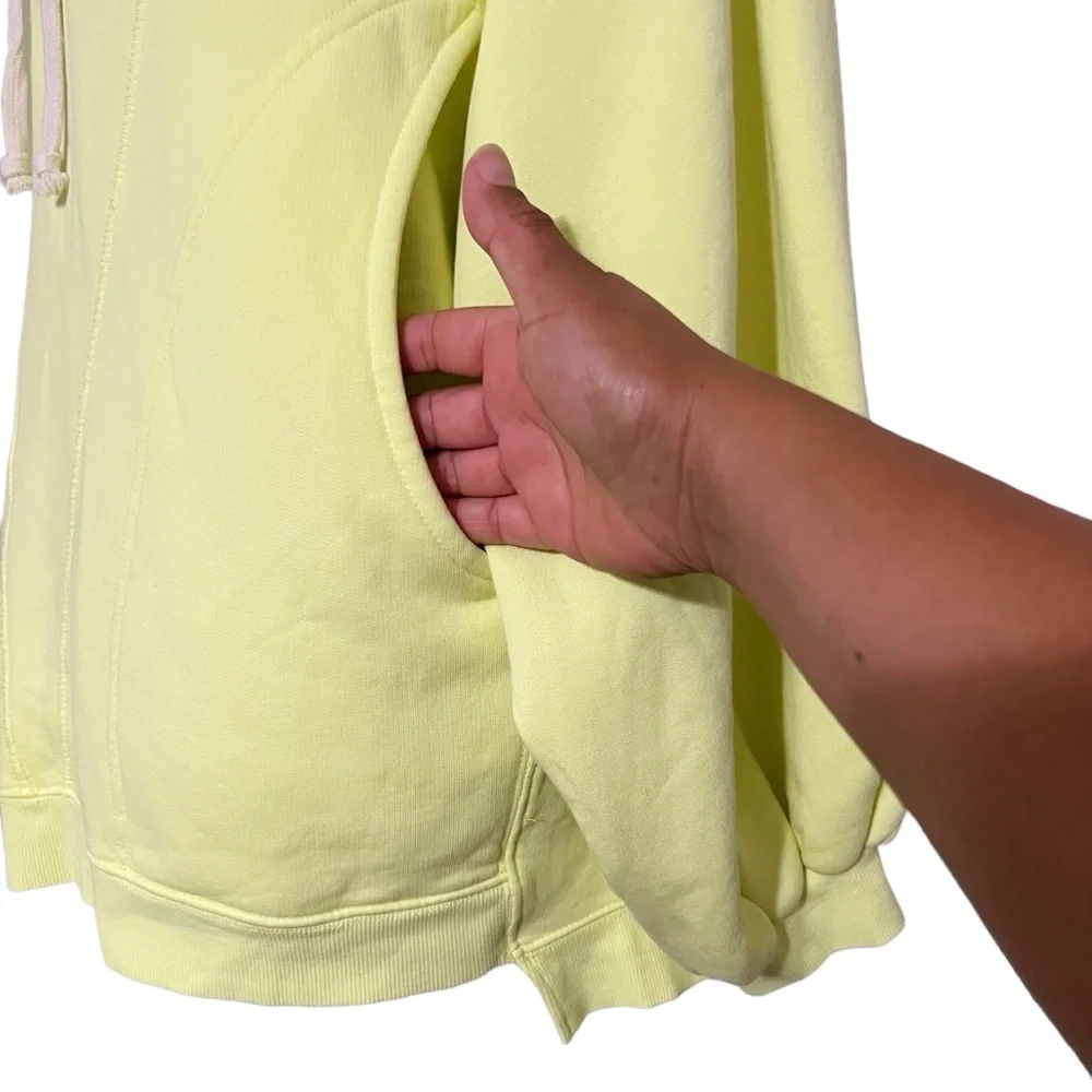 Free People‎ Jersey High Road Hooded Pullover Sweater in Light Yellow